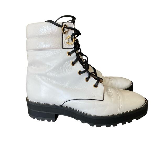 Stuart Weitzman Lexy Round Toe Leather Lace Up Moto Combat Ankle Boots size 8 - Picture 2 of 15